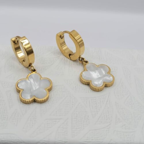 Boucles D'Oreilles Acier Inoxydable trèfle doré