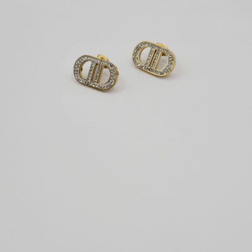 Boucles D'Oreilles Double D Acier Inoxydable Doré Et Strass