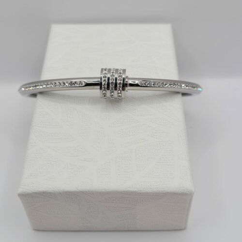 Bracelet Acier Inoxydable Argenté Et Strass