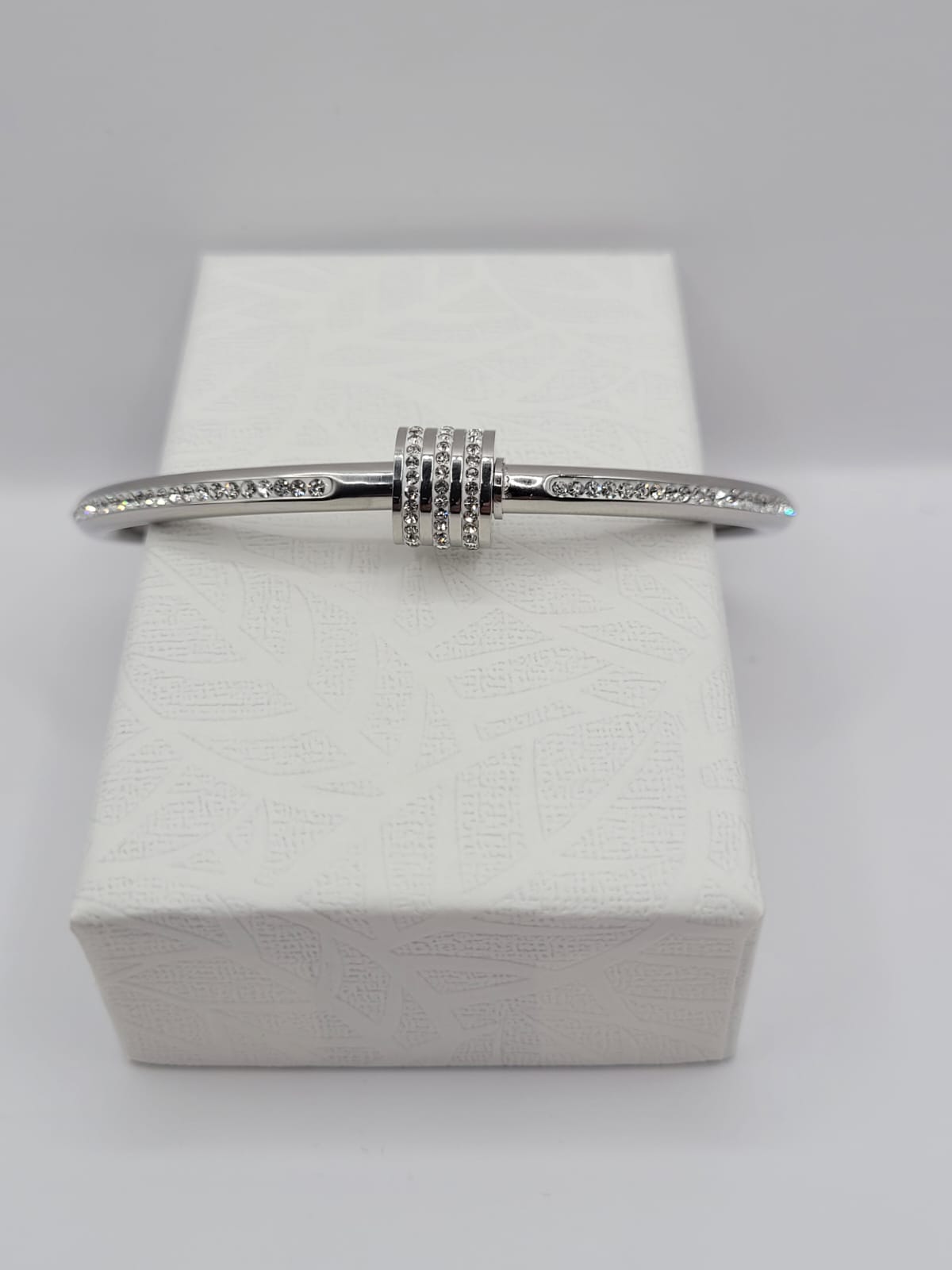 Bracelet Acier Inoxydable Argenté Et Strass