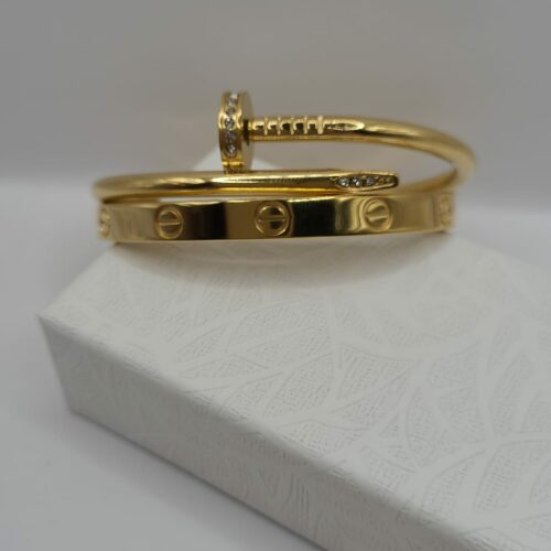 Bracelet Acier Inoxydable Deux en Un avec Strass