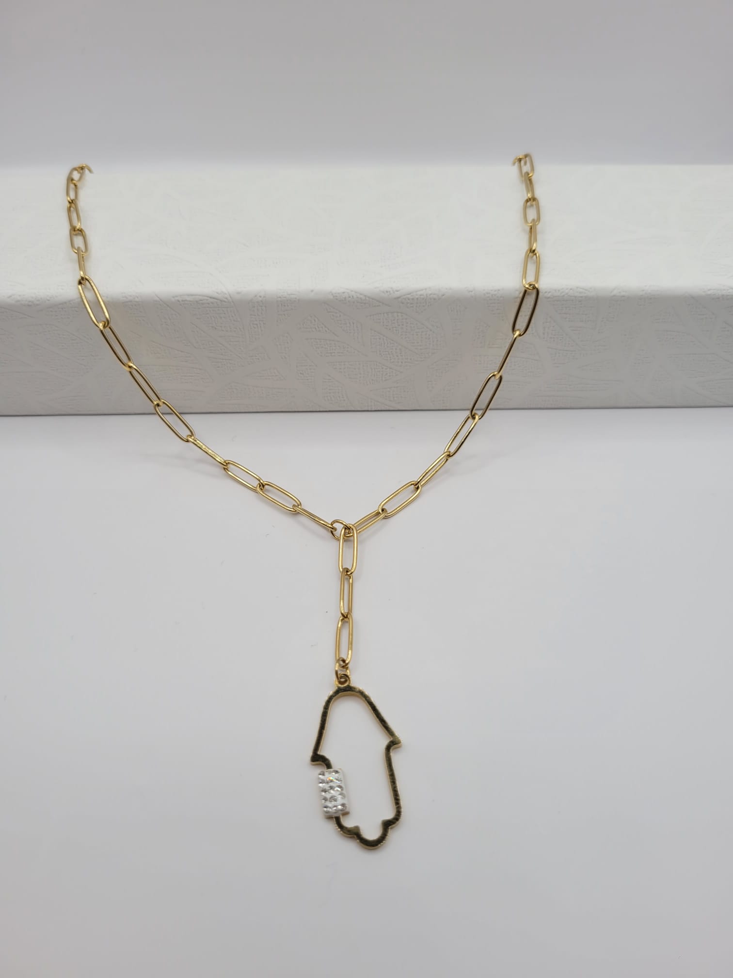 Collier Main avec Strass Acier Inoxydable doré