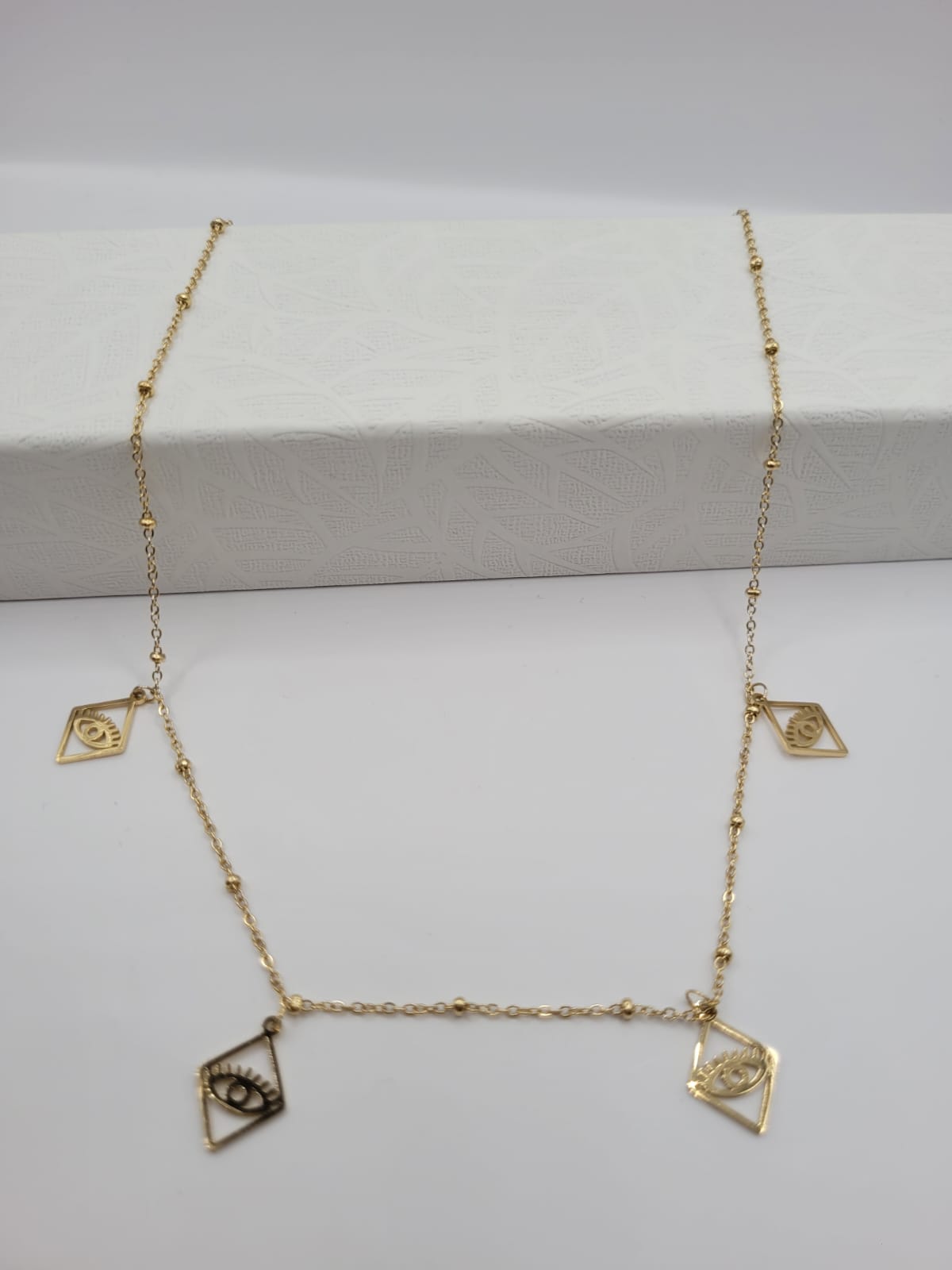 Collier Acier Inoxydable avec Pendentif œil Doré