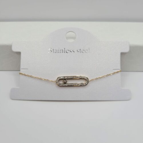 Bracelet avec Strass en Acier Inoxydable Doré