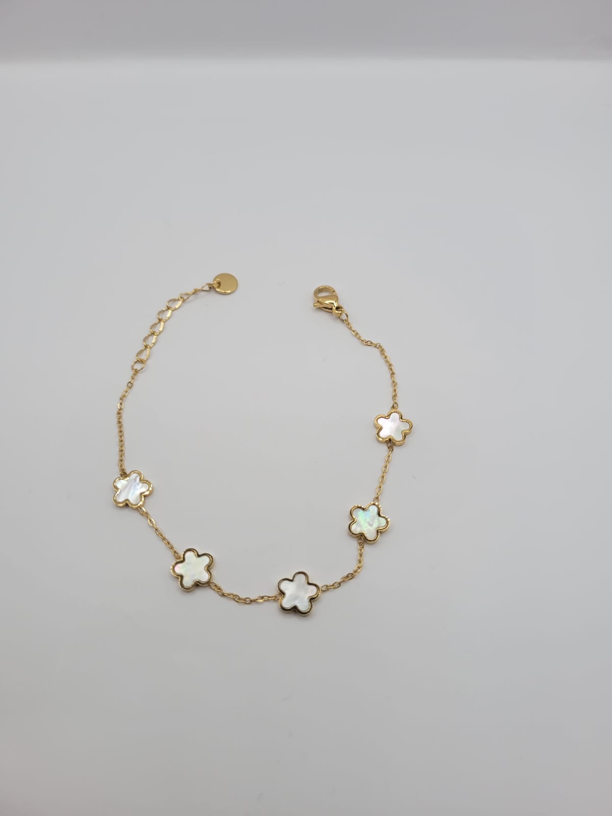 Bracelet Doré avec trèfle Blanc Acier Inoxydable