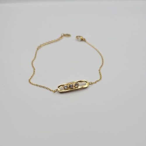 Bracelet Trois Pierre Doré Acier Inoxydable