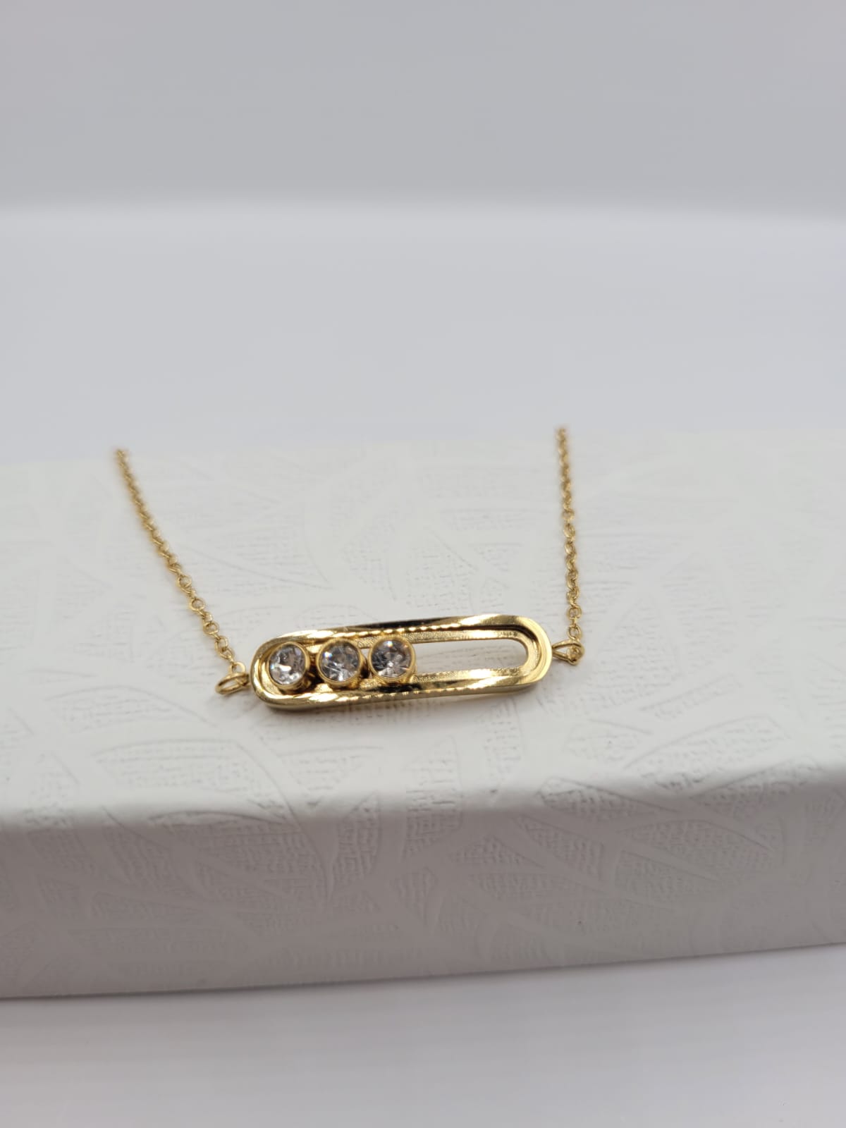 Collier Triples Strass Doré Acier Inoxydable