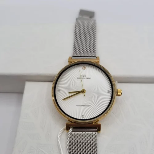 Montre Multi couleurs Or Argent avec Bracelet Milanais en Acier Inoxydable