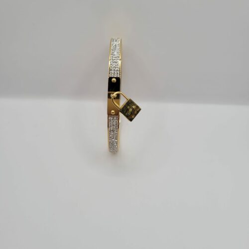 Bracelet Acier Inoxydable Avec Cadenas et Strass Doré